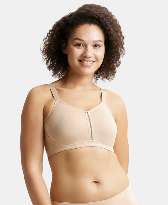 Non Padded Wirefree  Super Combed Cotton Elastane Stretch Full Coverage Minimizer Bra - Image 7
