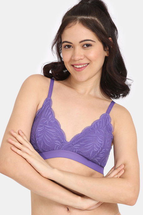 Rosaline City Hearts Double Layered Non Wired Medium Coverage Lace Bra - Image 2