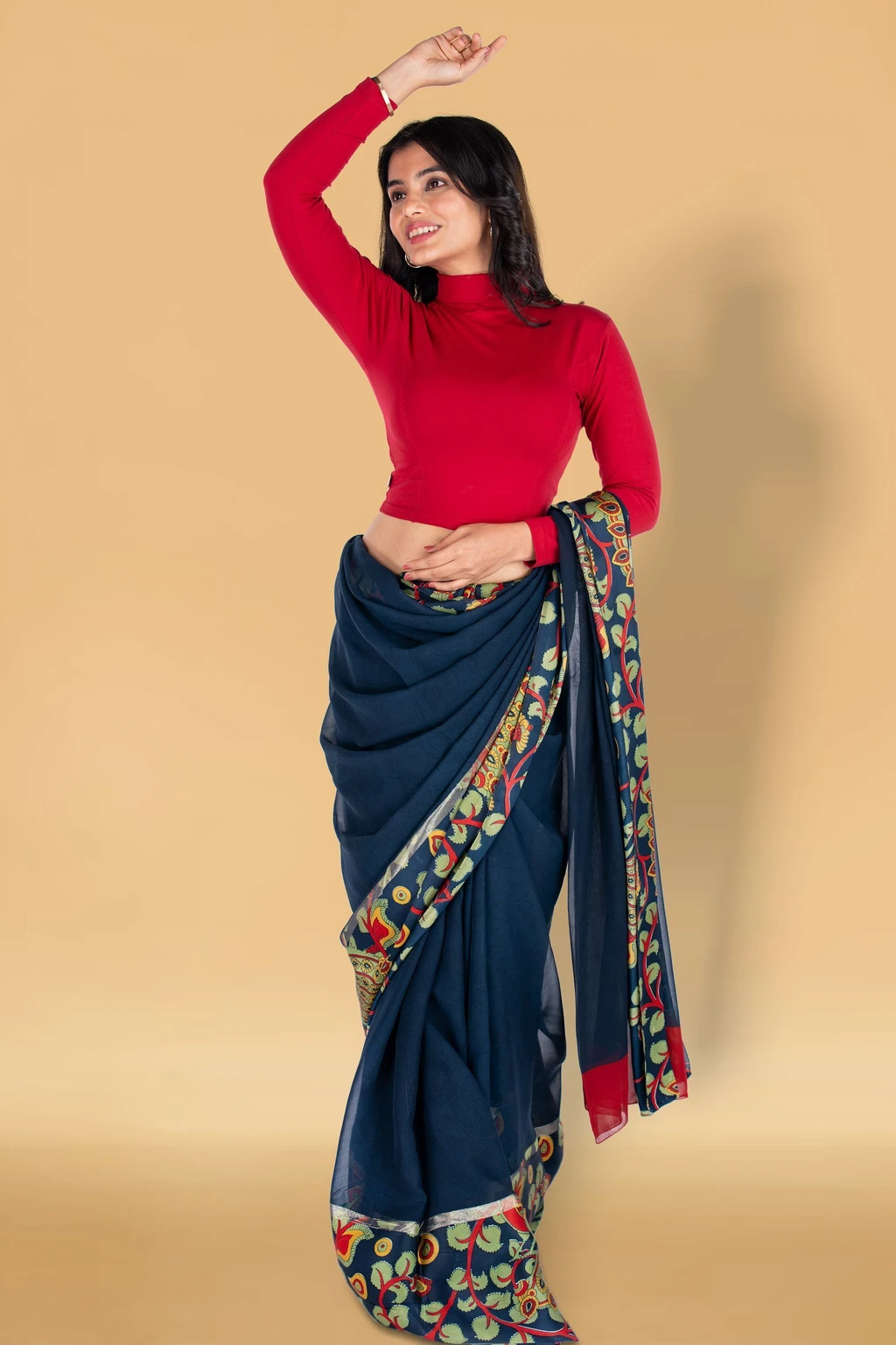 Full Sleeve Band collar Women Blouse - Image 2